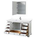 Deborah 60 Inch Single Bathroom Vanity in White - 47