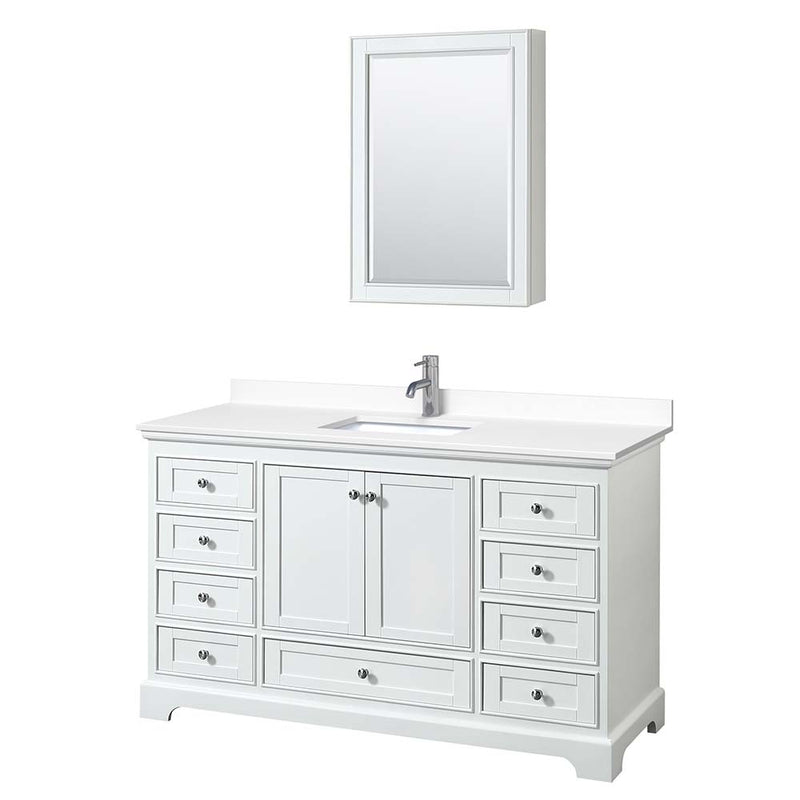 Deborah 60 Inch Single Bathroom Vanity in White - 46