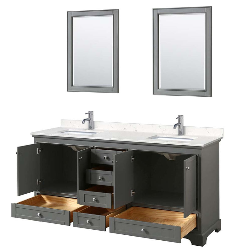 Deborah 72 Inch Double Bathroom Vanity in Dark Gray - 28