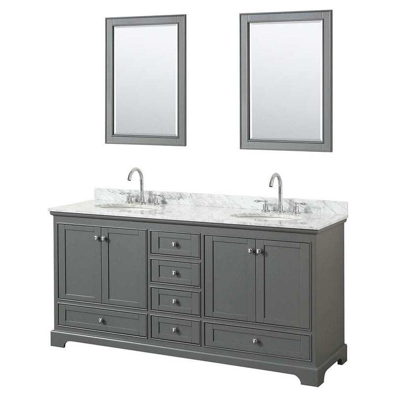 Deborah 72 Inch Double Bathroom Vanity in Dark Gray - 42