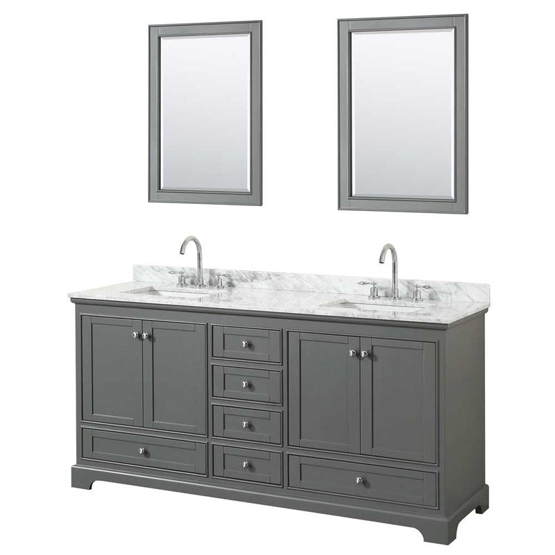 Deborah 72 Inch Double Bathroom Vanity in Dark Gray - 56
