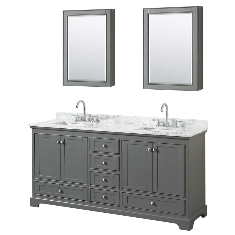 Deborah 72 Inch Double Bathroom Vanity in Dark Gray - 62
