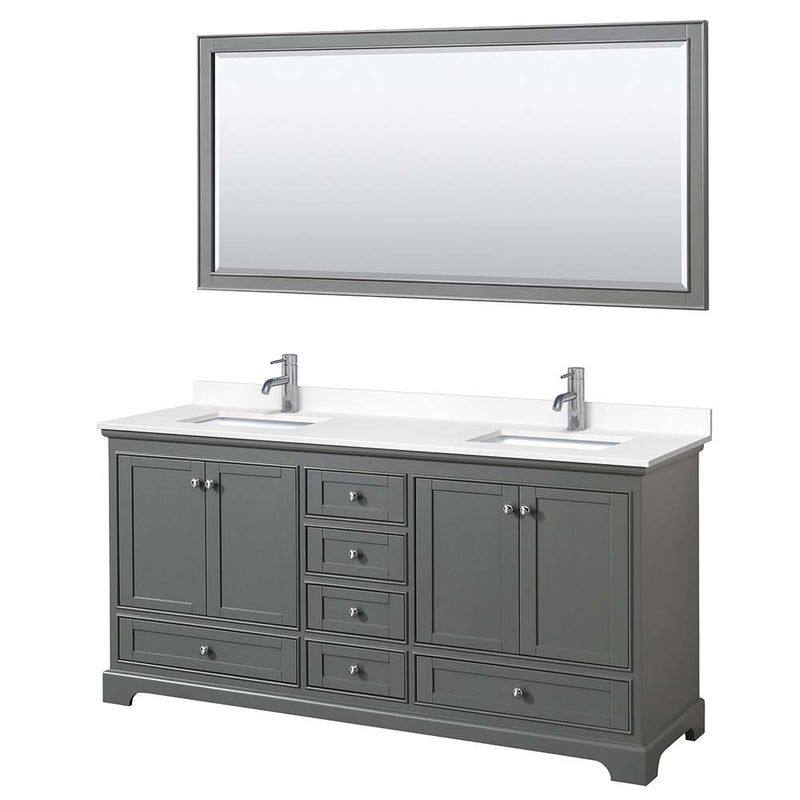 Deborah 72 Inch Double Bathroom Vanity in Dark Gray - 73