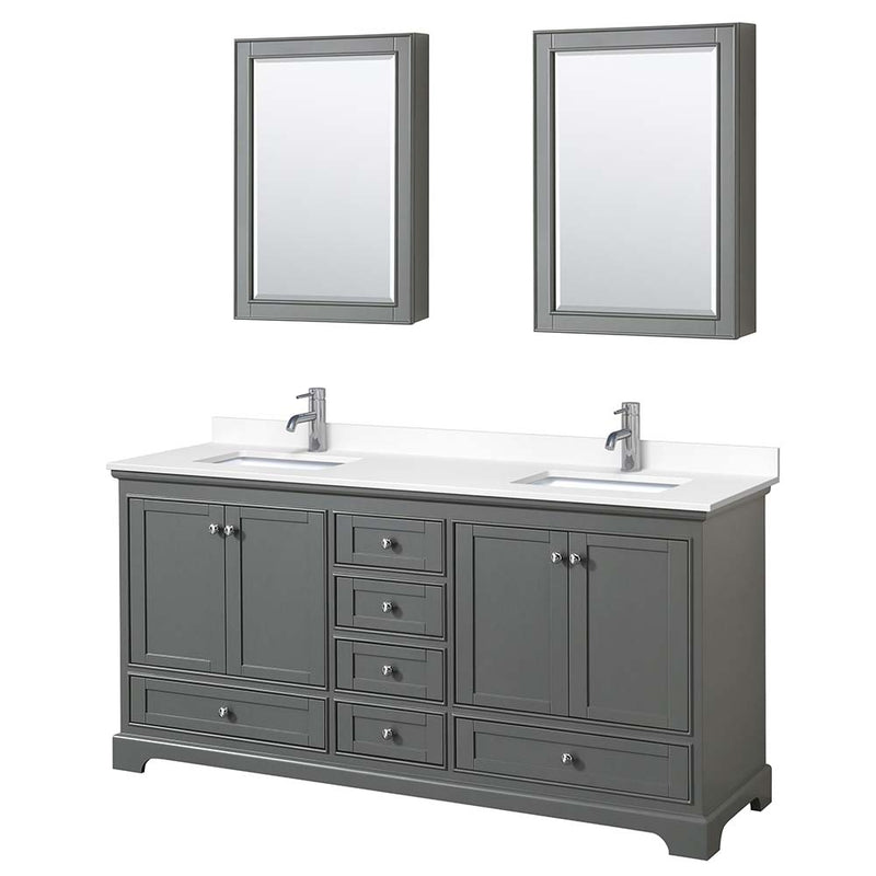 Deborah 72 Inch Double Bathroom Vanity in Dark Gray - 77