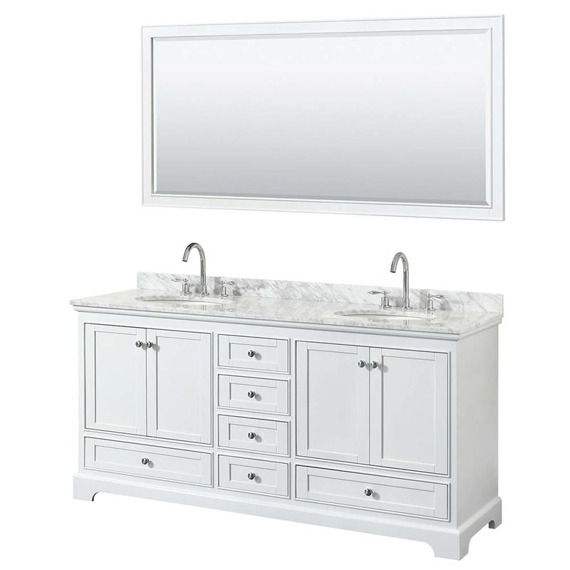 Deborah 72 Inch Double Bathroom Vanity in White - 46