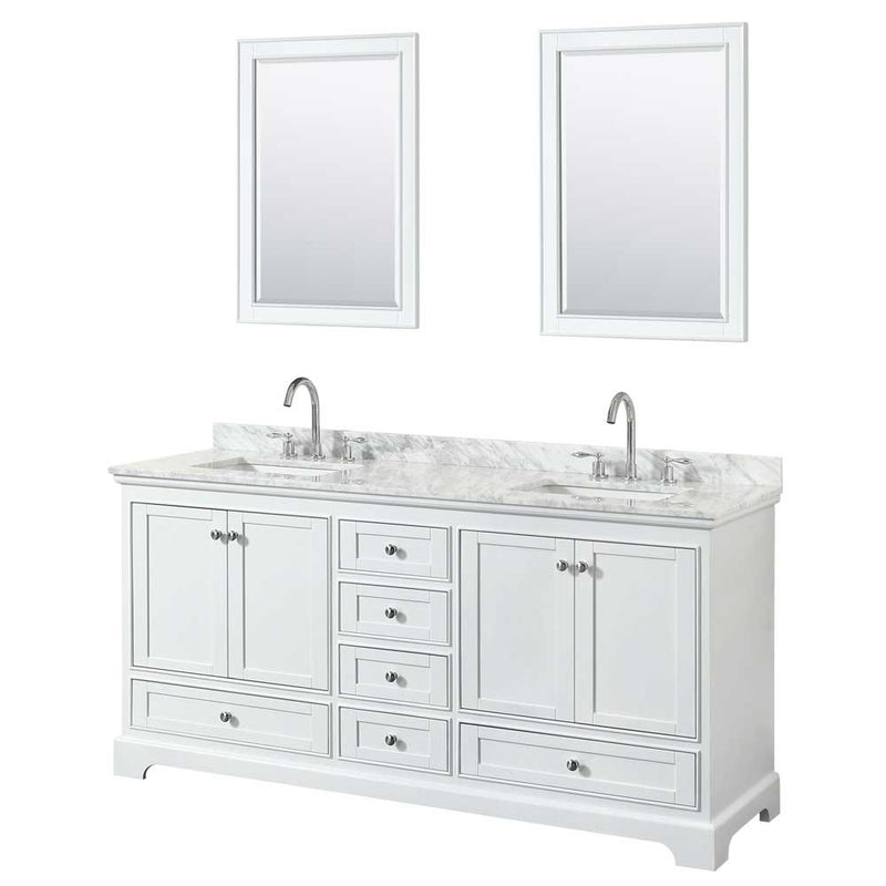 Deborah 72 Inch Double Bathroom Vanity in White - 56