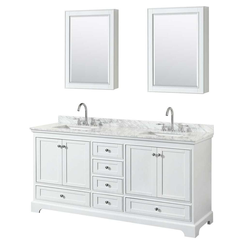 Deborah 72 Inch Double Bathroom Vanity in White - 62