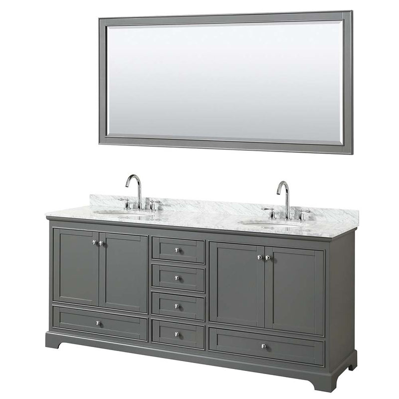 Deborah 80 Inch Double Bathroom Vanity in Dark Gray - 46