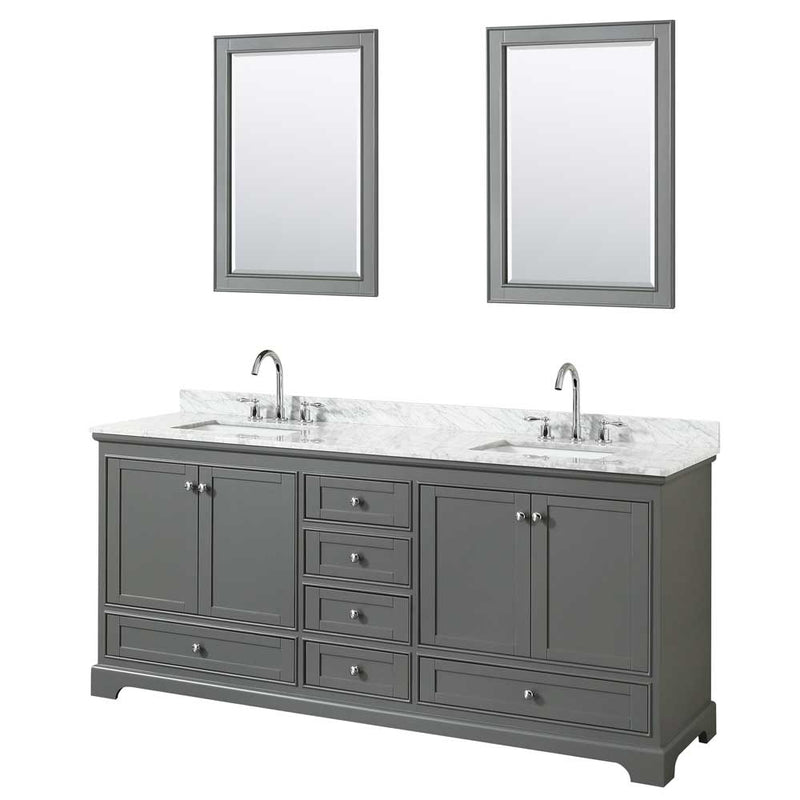 Deborah 80 Inch Double Bathroom Vanity in Dark Gray - 56