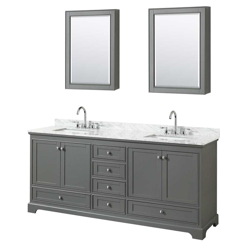 Deborah 80 Inch Double Bathroom Vanity in Dark Gray - 62