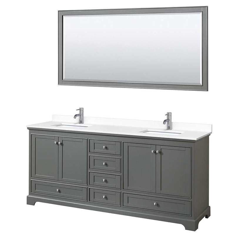 Deborah 80 Inch Double Bathroom Vanity in Dark Gray - 73