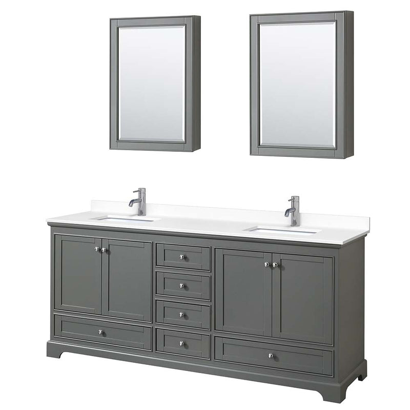 Deborah 80 Inch Double Bathroom Vanity in Dark Gray - 77