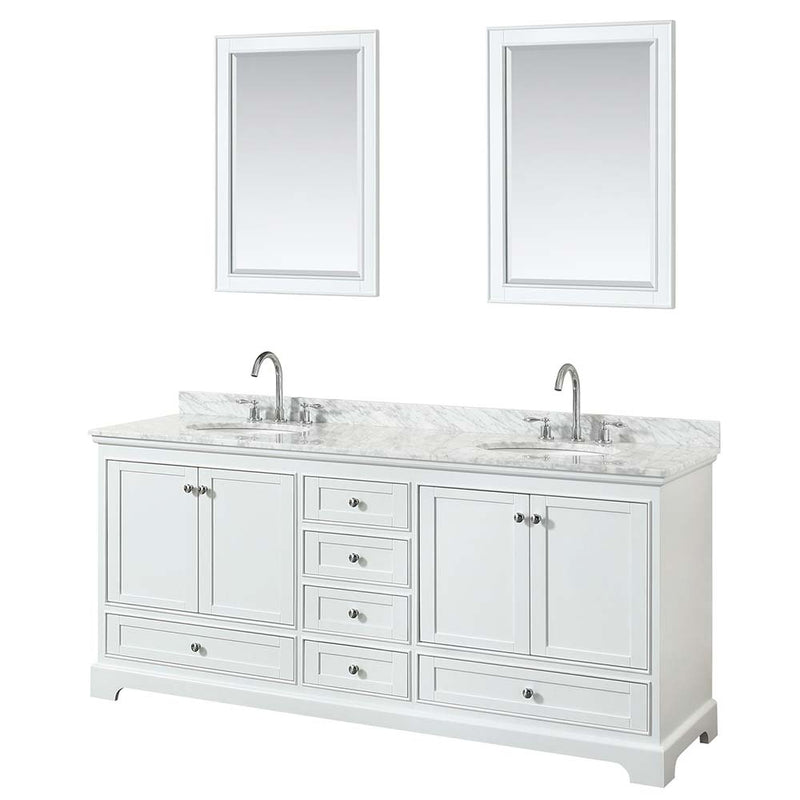 Deborah 80 Inch Double Bathroom Vanity in White - 42