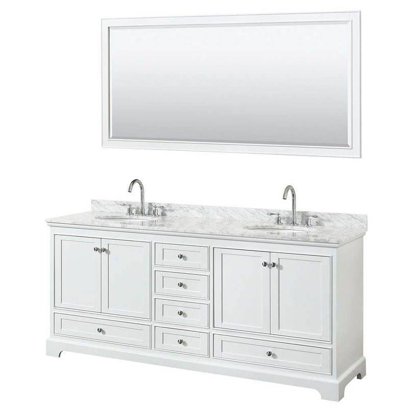 Deborah 80 Inch Double Bathroom Vanity in White - 46