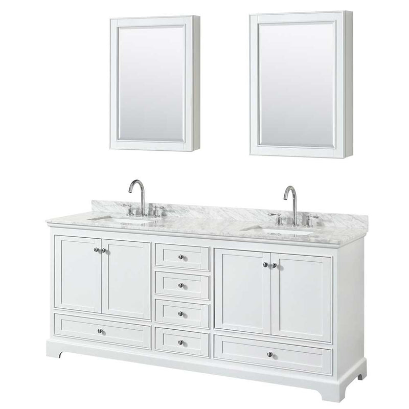 Deborah 80 Inch Double Bathroom Vanity in White - 62