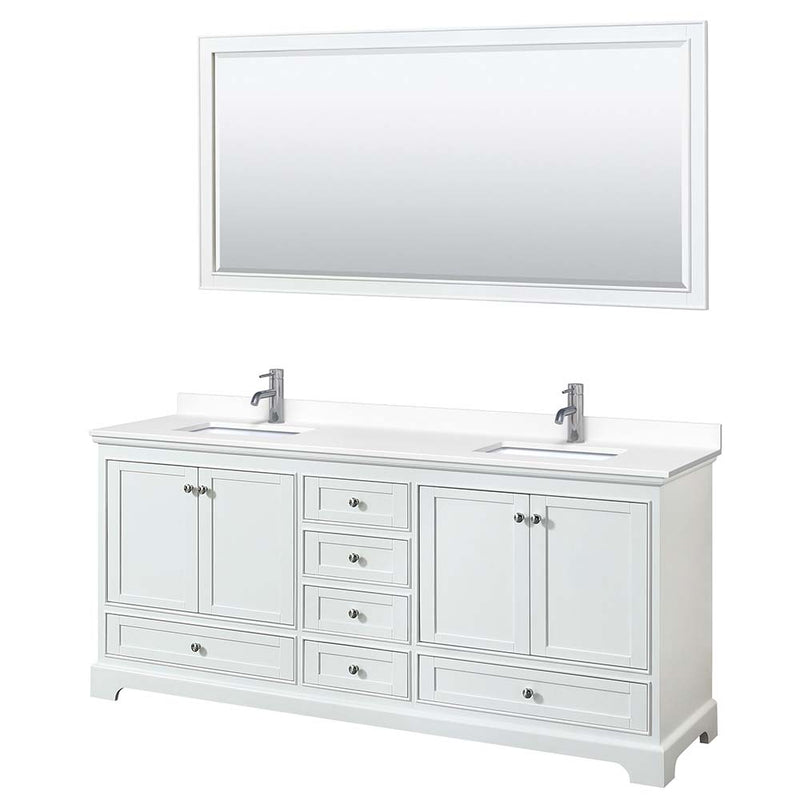 Deborah 80 Inch Double Bathroom Vanity in White - 73