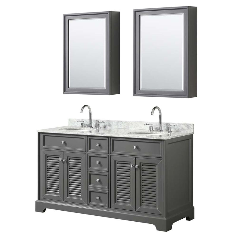 Tamara 60 Inch Double Bathroom Vanity in Dark Gray - 19