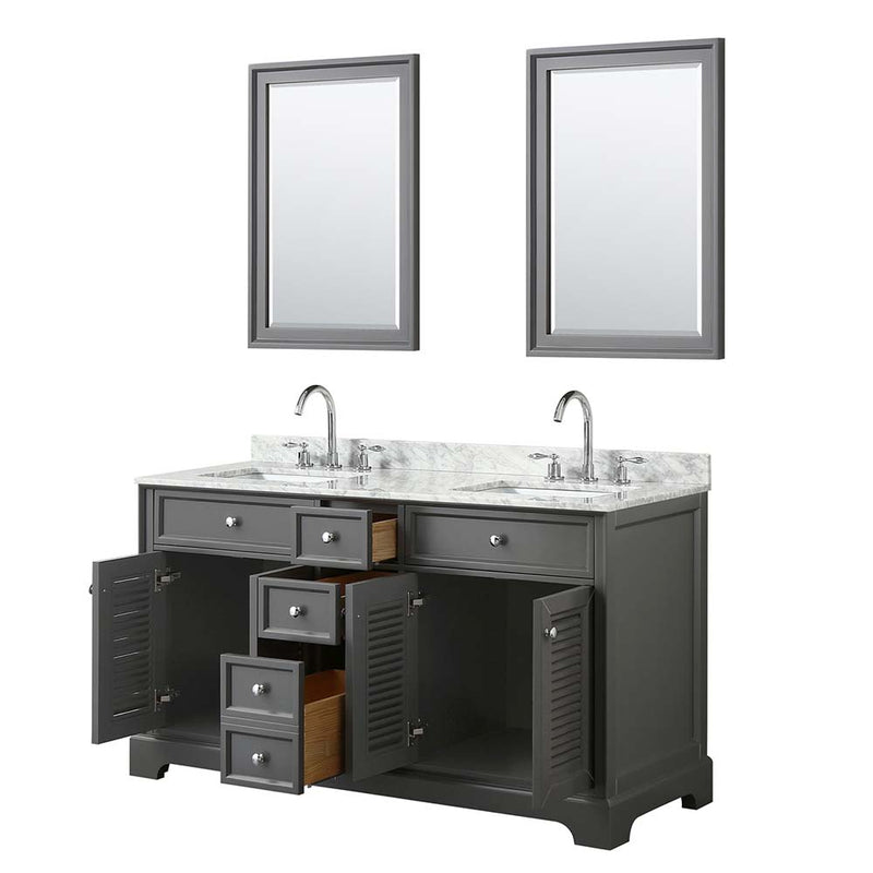 Tamara 60 Inch Double Bathroom Vanity in Dark Gray - 28