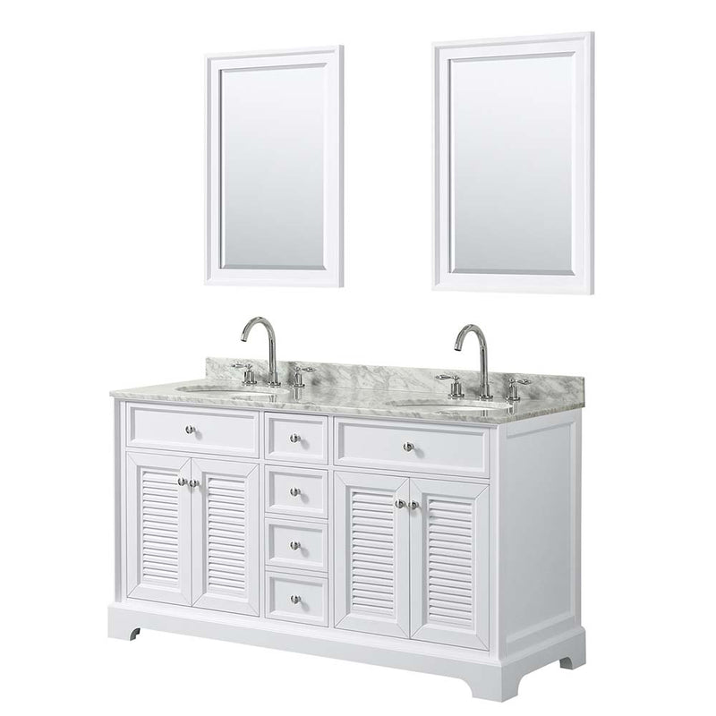 Tamara 60 Inch Double Bathroom Vanity in White - 11