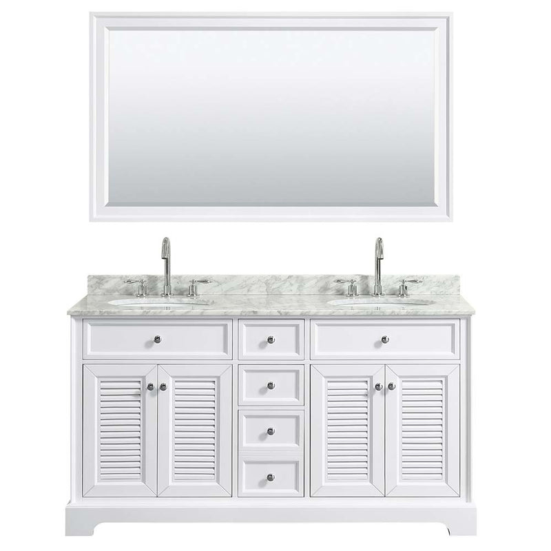 Tamara 60 Inch Double Bathroom Vanity in White - 17