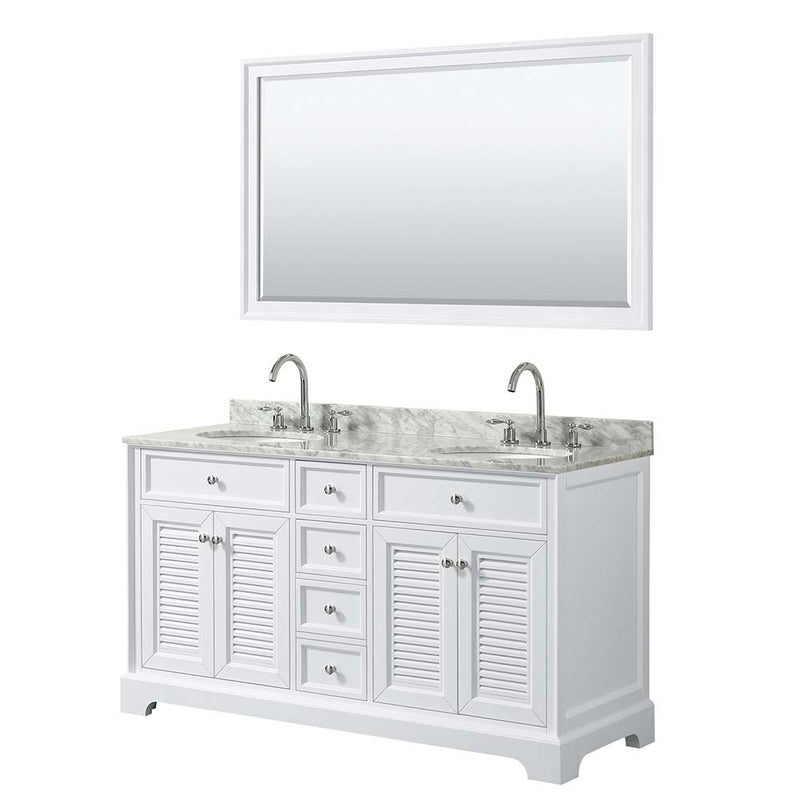 Tamara 60 Inch Double Bathroom Vanity in White - 15