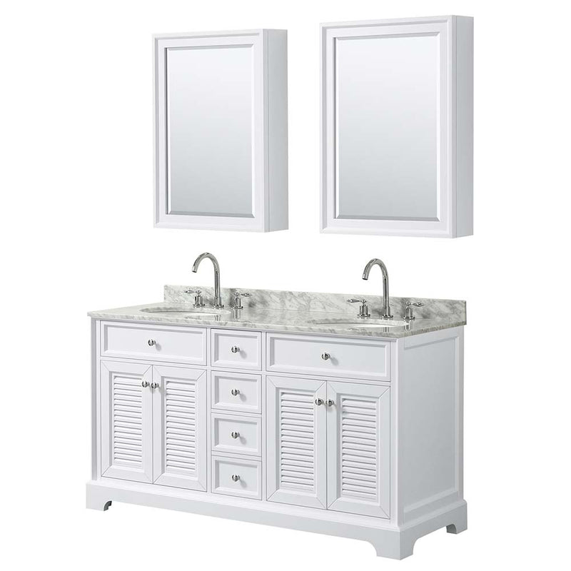 Tamara 60 Inch Double Bathroom Vanity in White - 19