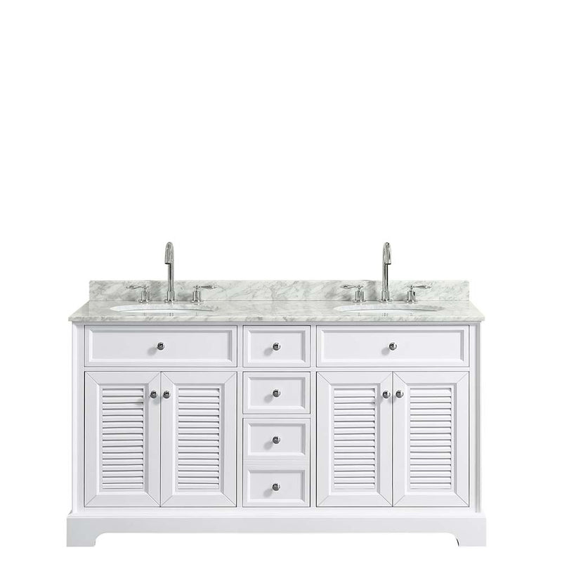 Tamara 60 Inch Double Bathroom Vanity in White - 10