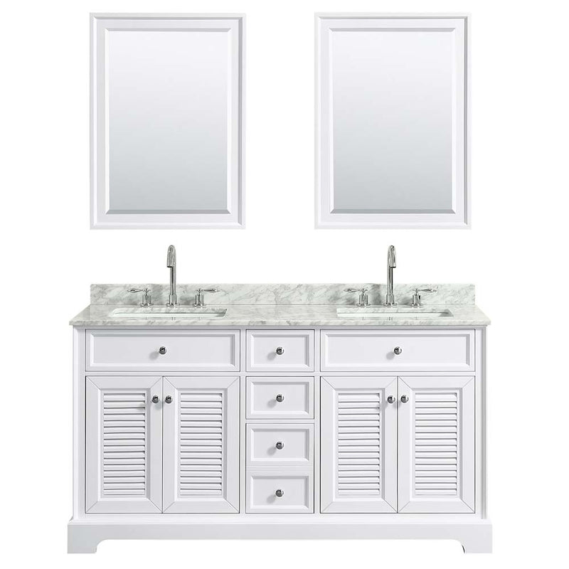 Tamara 60 Inch Double Bathroom Vanity in White - 29
