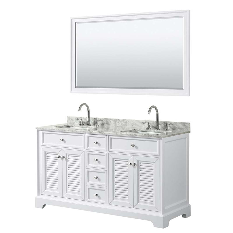 Tamara 60 Inch Double Bathroom Vanity in White - 31