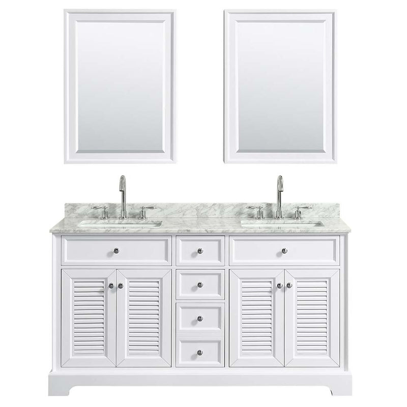 Tamara 60 Inch Double Bathroom Vanity in White - 37