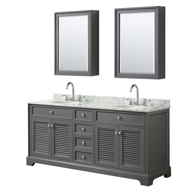 Tamara 72 Inch Double Bathroom Vanity in Dark Gray - 19