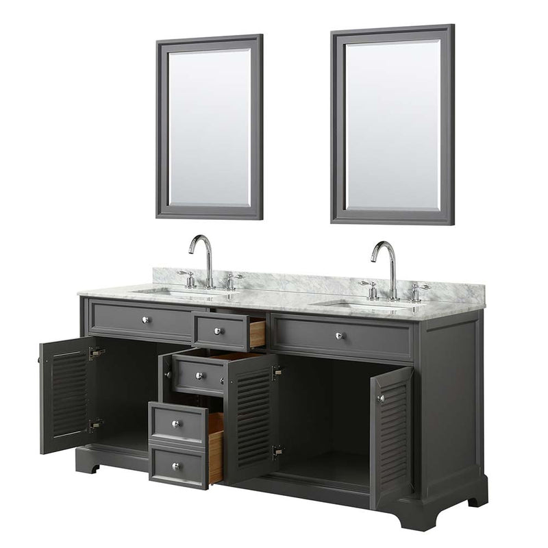 Tamara 72 Inch Double Bathroom Vanity in Dark Gray - 28