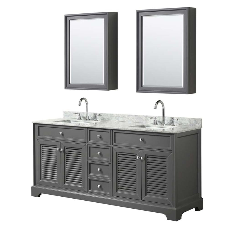 Tamara 72 Inch Double Bathroom Vanity in Dark Gray - 35