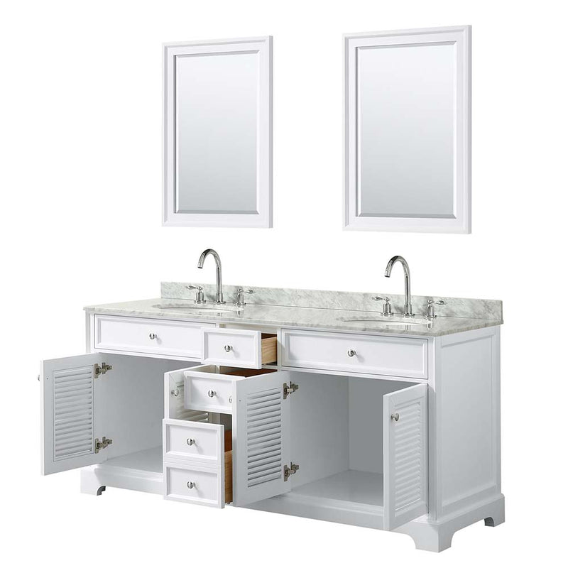 Tamara 72 Inch Double Bathroom Vanity in White - 12