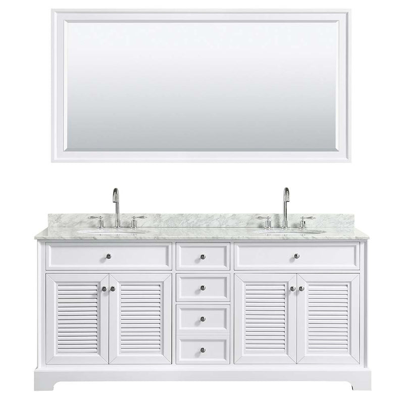 Tamara 72 Inch Double Bathroom Vanity in White - 17