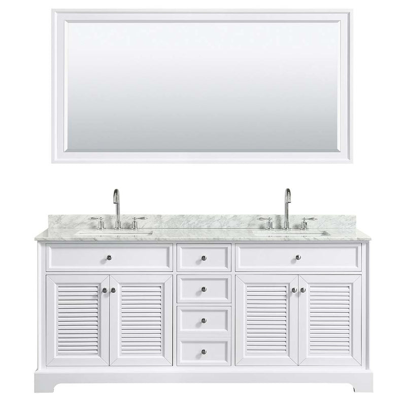 Tamara 72 Inch Double Bathroom Vanity in White - 33