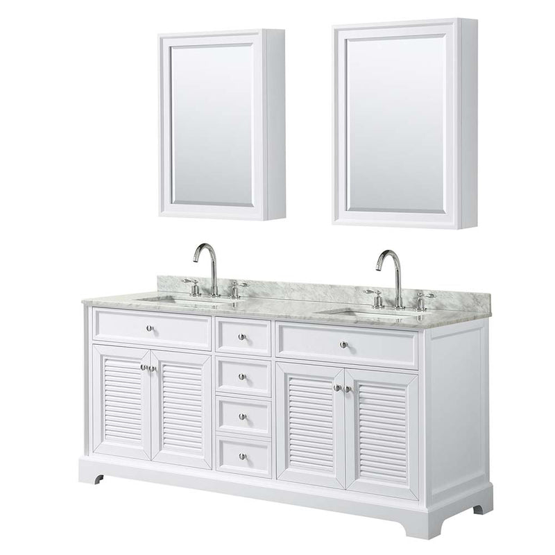 Tamara 72 Inch Double Bathroom Vanity in White - 35