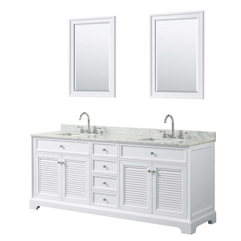 Tamara 80 Inch Double Bathroom Vanity in White - 27