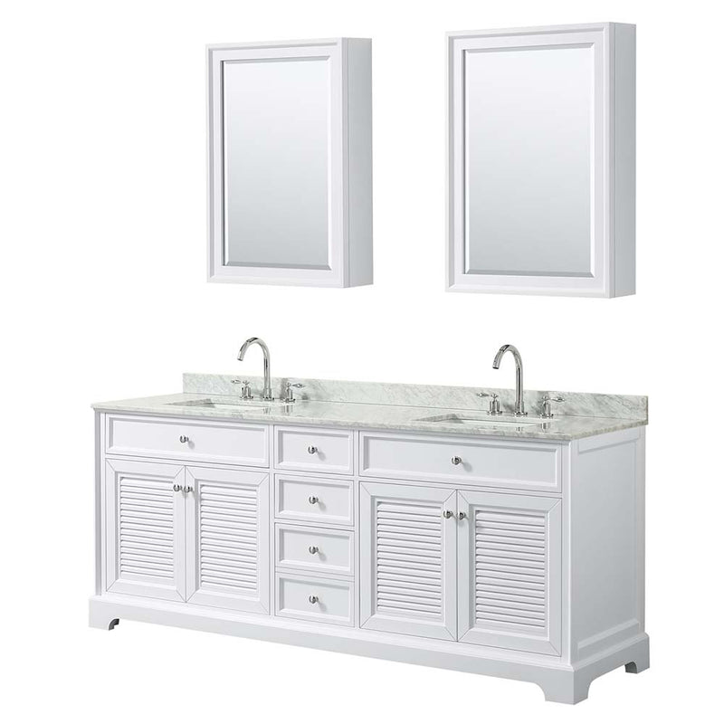 Tamara 80 Inch Double Bathroom Vanity in White - 35