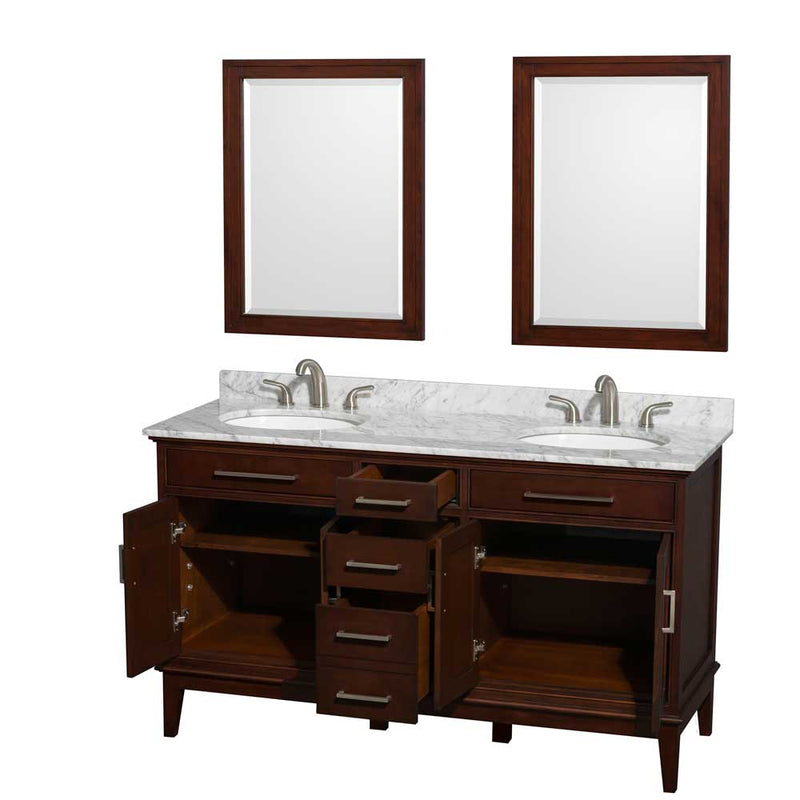 Hatton 60 Inch Double Bathroom Vanity in Dark Chestnut - 24