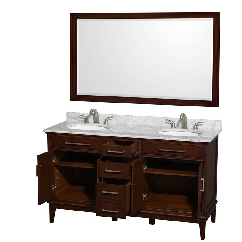 Hatton 60 Inch Double Bathroom Vanity in Dark Chestnut - 26