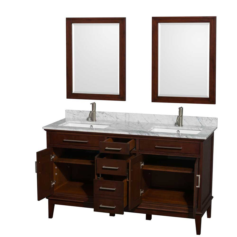 Hatton 60 Inch Double Bathroom Vanity in Dark Chestnut - 34