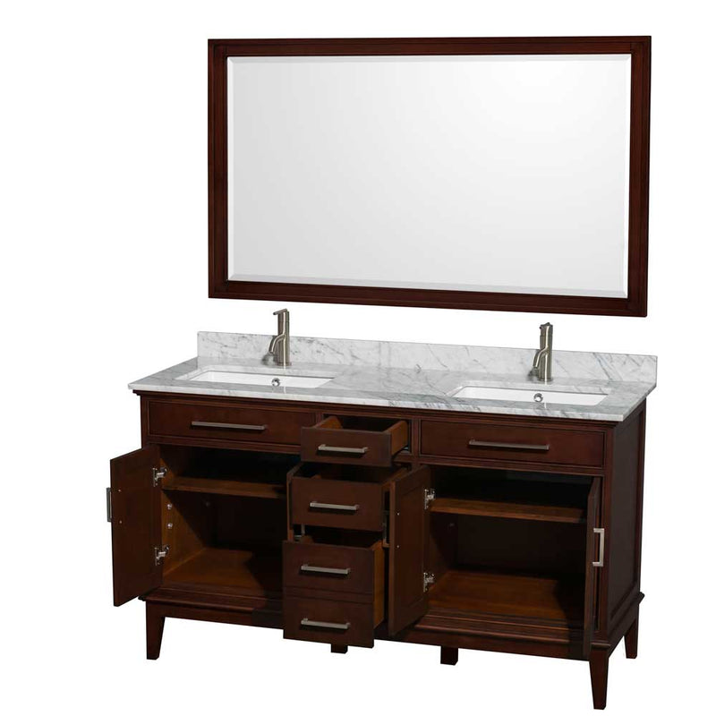 Hatton 60 Inch Double Bathroom Vanity in Dark Chestnut - 36