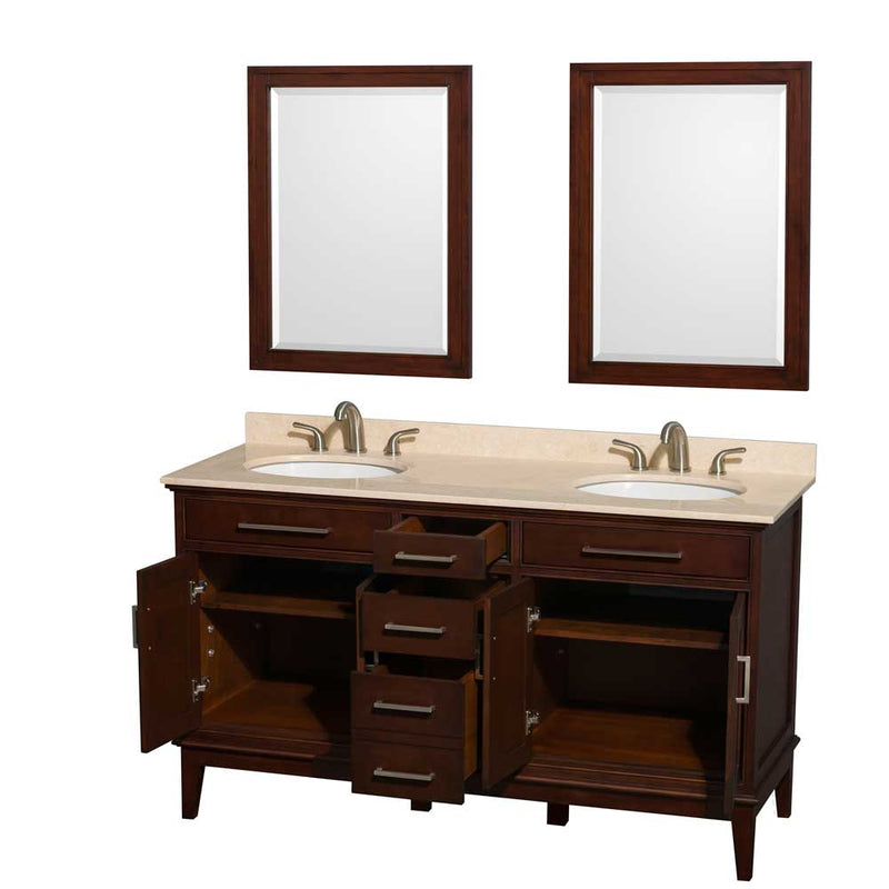 Hatton 60 Inch Double Bathroom Vanity in Dark Chestnut - 8