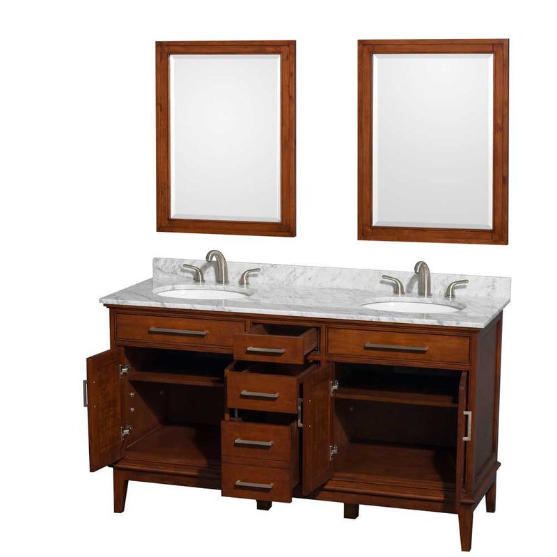 Hatton 60 Inch Double Bathroom Vanity in Light Chestnut - 24