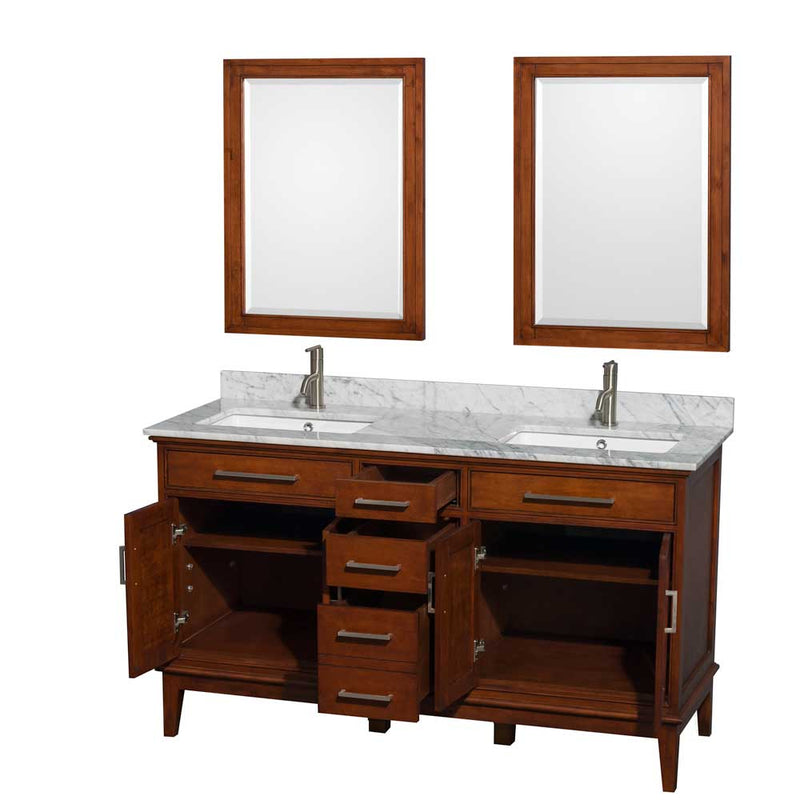 Hatton 60 Inch Double Bathroom Vanity in Light Chestnut - 34
