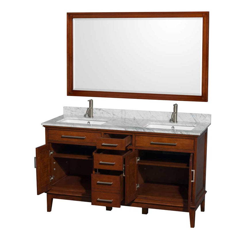 Hatton 60 Inch Double Bathroom Vanity in Light Chestnut - 36