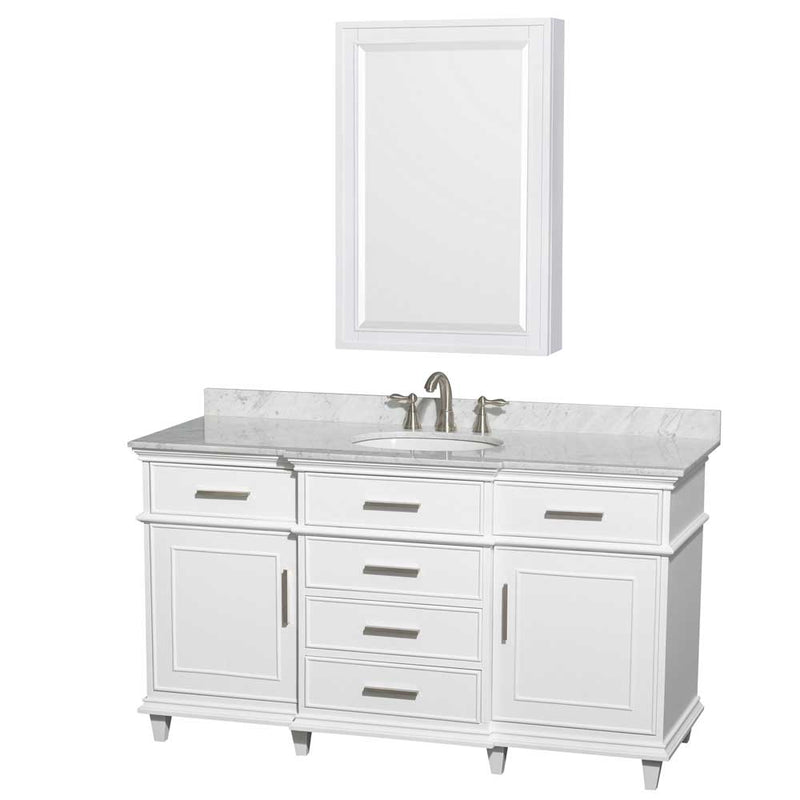 Berkeley 60 Inch Single Bathroom Vanity in White - 5