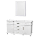 Berkeley 60 Inch Single Bathroom Vanity in White - 2