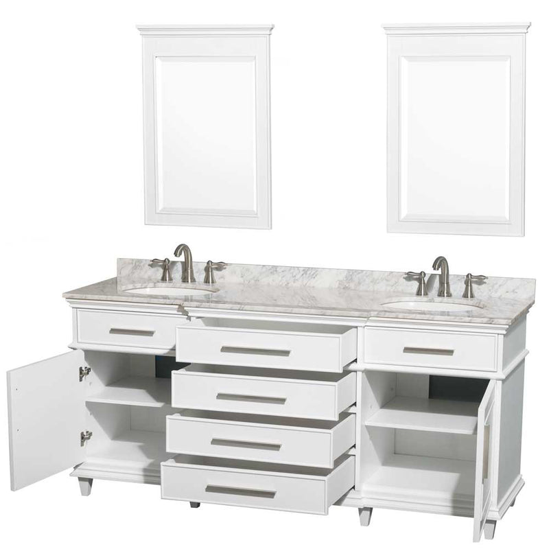 Berkeley 72 Inch Double Bathroom Vanity in White - 9